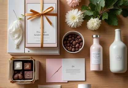 Chocolates and gifts accompanying flowers